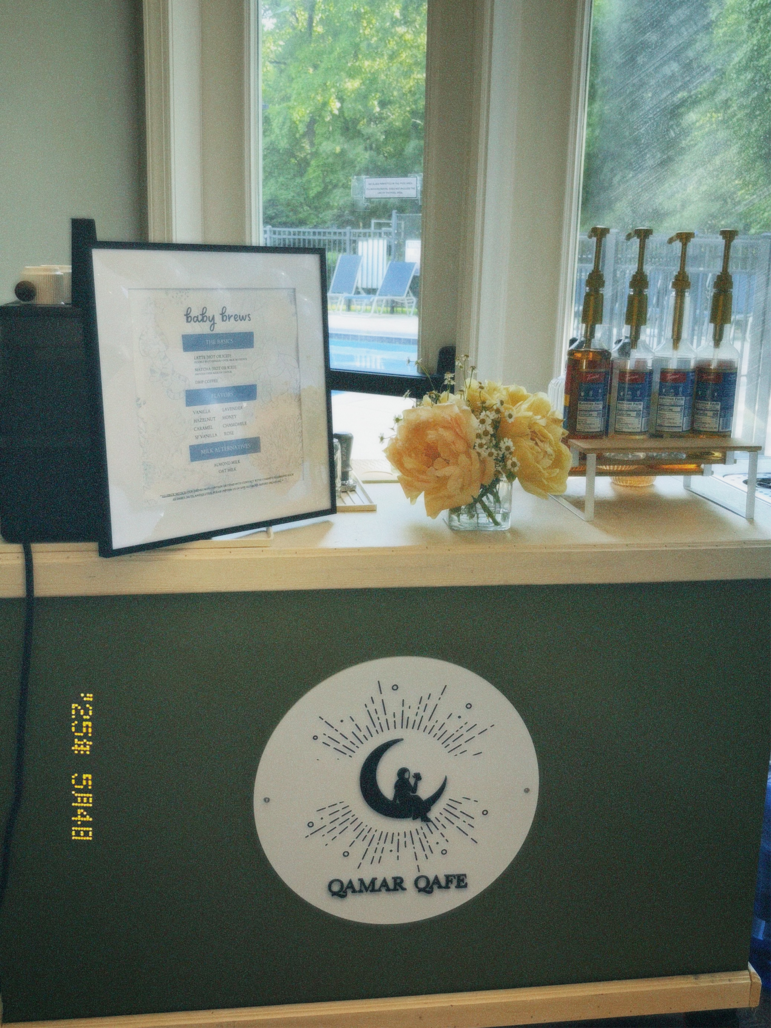 Coffee cart with floral setup